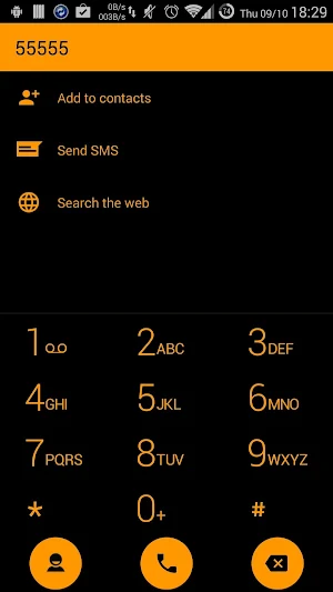 Dialer theme Flat Black Orange Screenshot 2