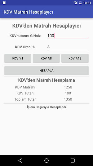 KDV den Matrah Hesaplama Screenshot 1