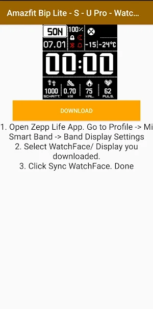 Amazfit Bip Lite / S Watchface Screenshot 3