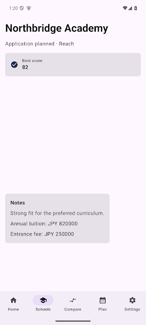 School Shortlist Screenshot 1