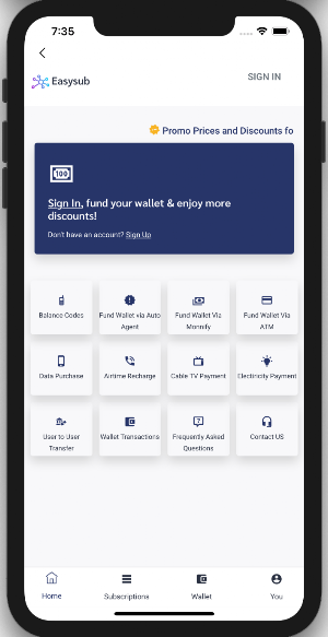 EasySub Cheap Data Airtime, Electricity and Cable Screenshot 0