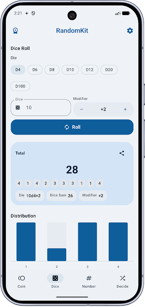RandomKit: Dice & Coin Flip Screenshot 1