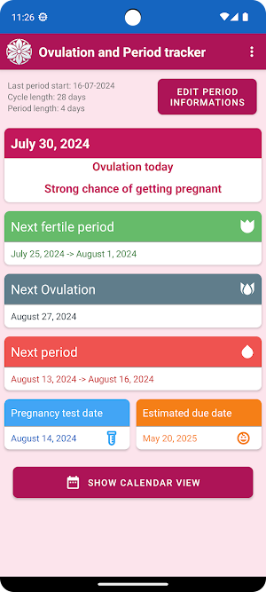 Ovulation and Period Tracker Screenshot 0
