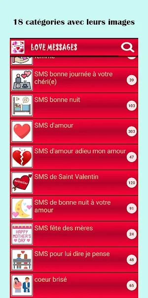 Messages  d'amour trop mignon Screenshot 0