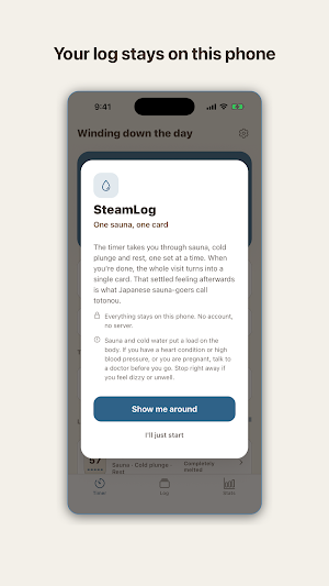 SteamLog: Sauna & Cold Plunge Screenshot 3