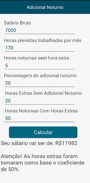 Night Shift Calculator Screenshot 0