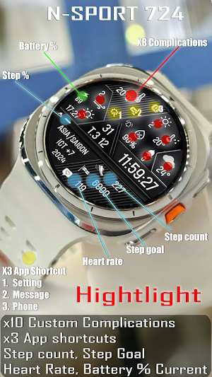 N-SPORT724 Digital Watch Face Screenshot 3