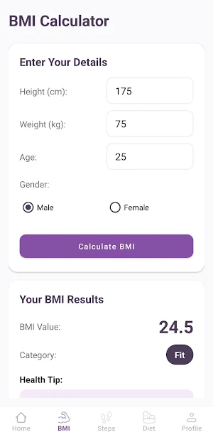 FitStride: BMI Step Tracker Screenshot 1
