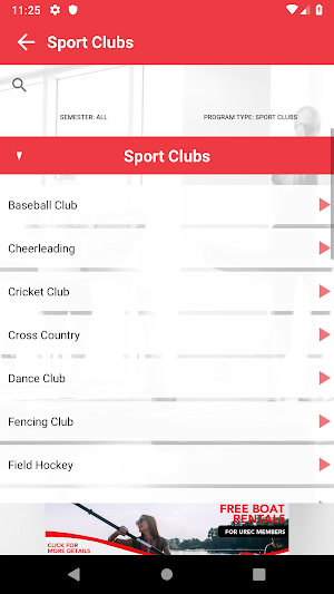UNB Rec Services Screenshot 2