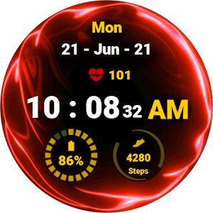Fluid Red Watch Face Screenshot 0