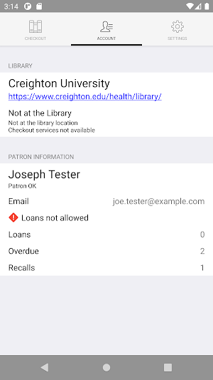 Creighton U Library Checkout Screenshot 3