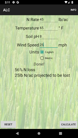 Ammonia Loss Calculator Screenshot 2