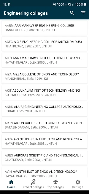 Telangana Engineering colleges Screenshot 0