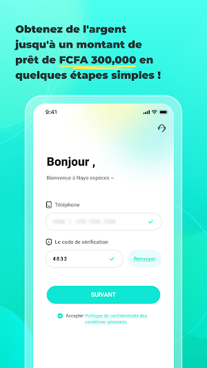 Nayo espèces-prêt app Screenshot 0