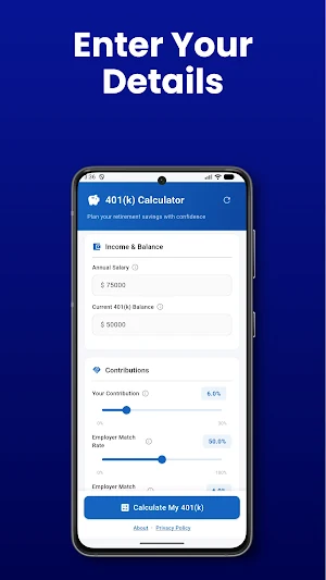 401K Calculator Screenshot 1