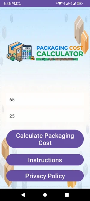 Packaging Cost Calculator Screenshot 1