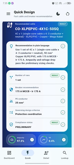 Auto Cable Sizing Pro Screenshot 2
