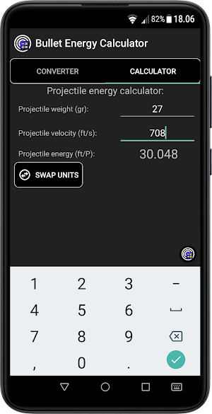 Bullet Energy Calculator Screenshot 1