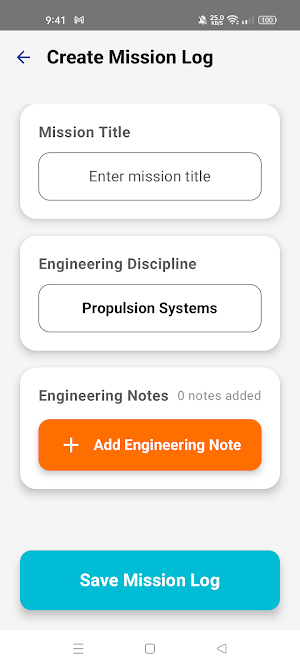 Astronautics Engineering Log Screenshot 1