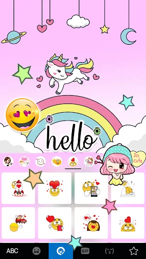 Pink Cute Unicorn Keyboard Background Screenshot 3