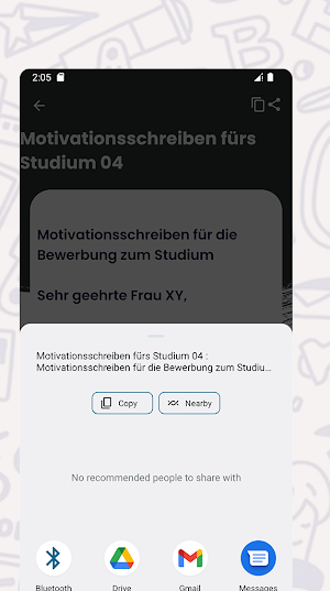 Motivationsschreiben Screenshot 3
