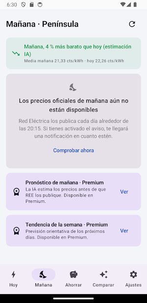 Precio Luz IA: PVPC hoy Screenshot 1