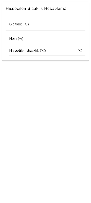 Hissedilen Sıcaklık Hesaplama Screenshot 2