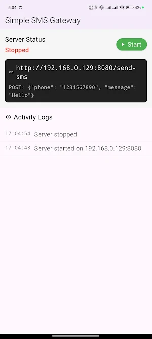 Simple SMS Gateway Screenshot 1