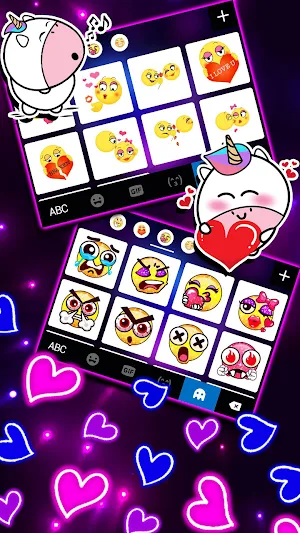 Neon Heart Gravity Keyboard Background Screenshot 3