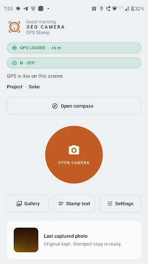 Geo Camera & GPS Stamp Screenshot 1