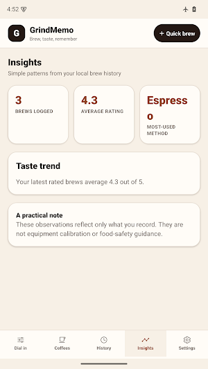 GrindMemo: Coffee Brew Log Screenshot 3
