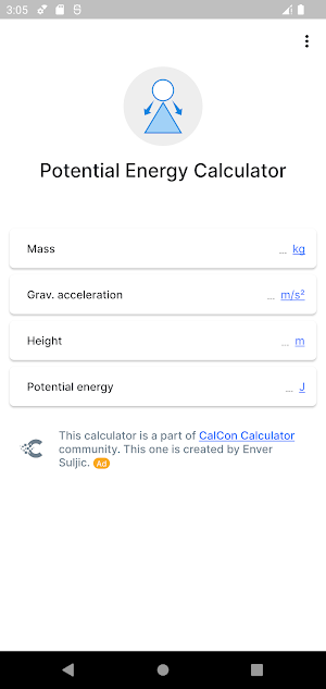 Potential Energy Calculator Screenshot 0