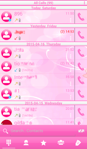 THEME PINK WHITE RocketDial Screenshot 3
