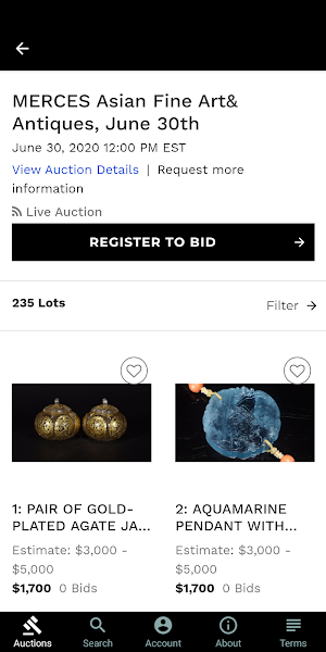 Merces Gallery Live Bidding Screenshot 1