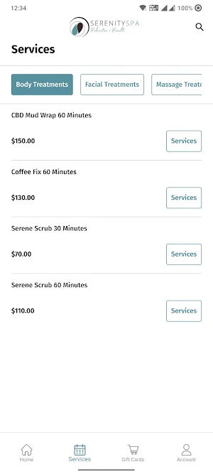 Serenity Spa Mobile Screenshot 1