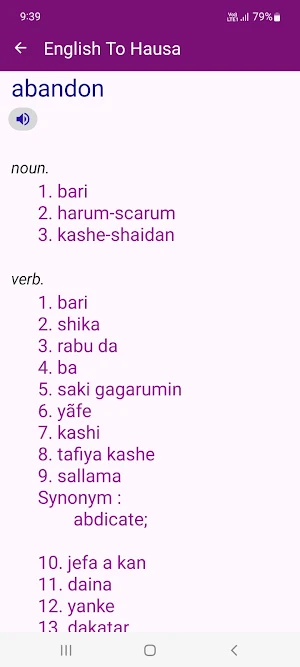 English Hausa Dictionary Screenshot 1