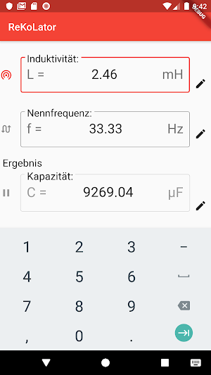 Resonanzkondensator-Kalkulator Screenshot 1