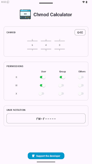 SJ Chmod Calculator Screenshot 3