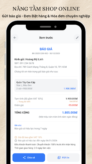 Tạo Hóa Đơn & Quản Lý Shop Screenshot 1