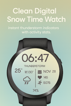 Clean Digital Snow Time Watch Screenshot 1