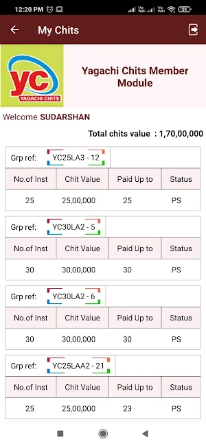 Yagachi Chits Member Module Screenshot 0