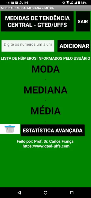 Cálculos da Estatística básica Screenshot 1