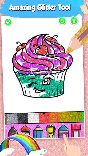 Cupcakes Coloring Book Glitter & Pattern Screenshot 3