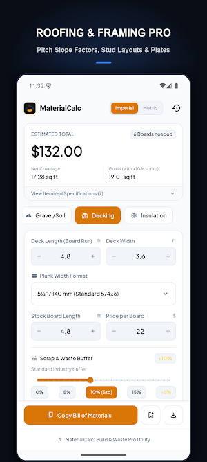 MaterialCalc: Build & Waste Screenshot 2
