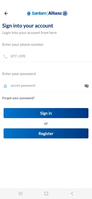 SanlamAllianz Mobile Screenshot 1