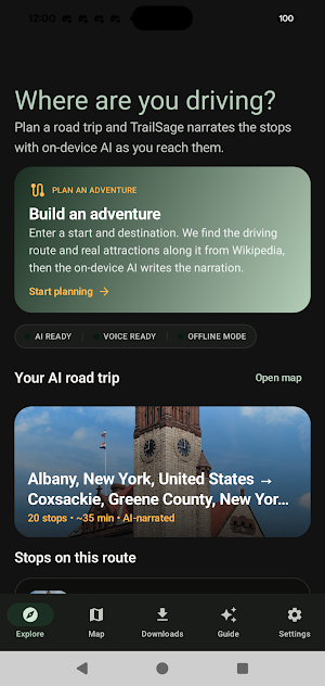 TrailSage: AI Road Trip Guide Screenshot 0