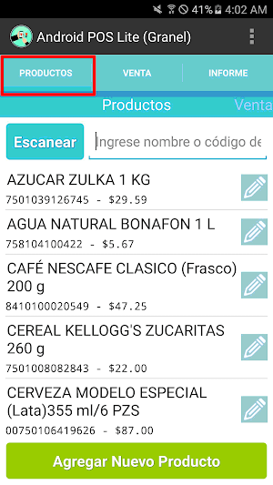 Android POS Lite (Granel) Screenshot 1