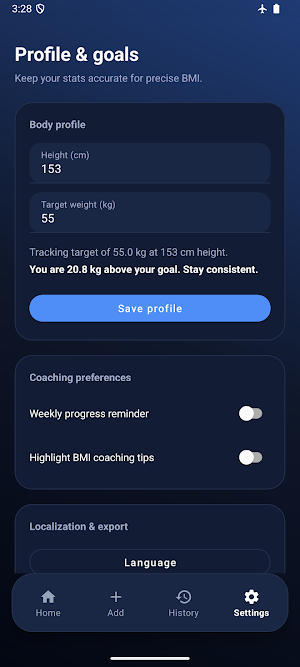 Weight Tracker BMI Calculator Screenshot 3