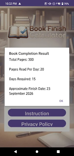 Book Finish Calculator Screenshot 1