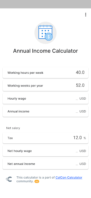 Annual Income Calculator Screenshot 0